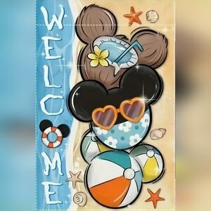 Disney Mickey Mouse Sand Beach Welcome Summer Garden Yard Flag Tropical Island